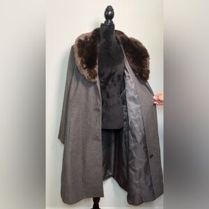 NWT Jones New York Brown Wool Blend Coat Faux Fur Collar | Size 22W